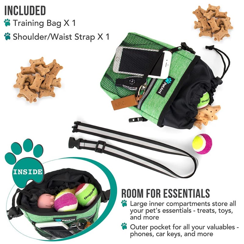 PetAmi Dog Treat Pouch, Pet Treat Pouch for Training, Dog Walking Bag Holder for Kibbles, Pet Food Toy, Dog Trainer Essentials Supplies, Poop Bag Dispenser, 3 Ways to Wear (Green) - Image 2
